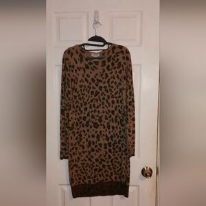 Carmen Leopard Print Long Sleeve Sweater Dress Size M